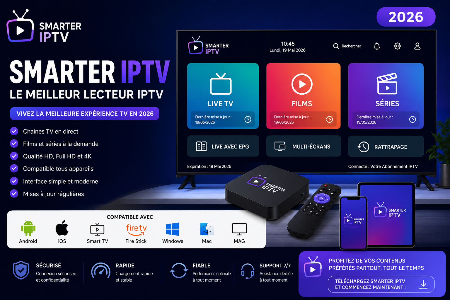 Smarter IPTV 2026 : Le Meilleur Lecteur IPTV pour Streaming HD et 4K