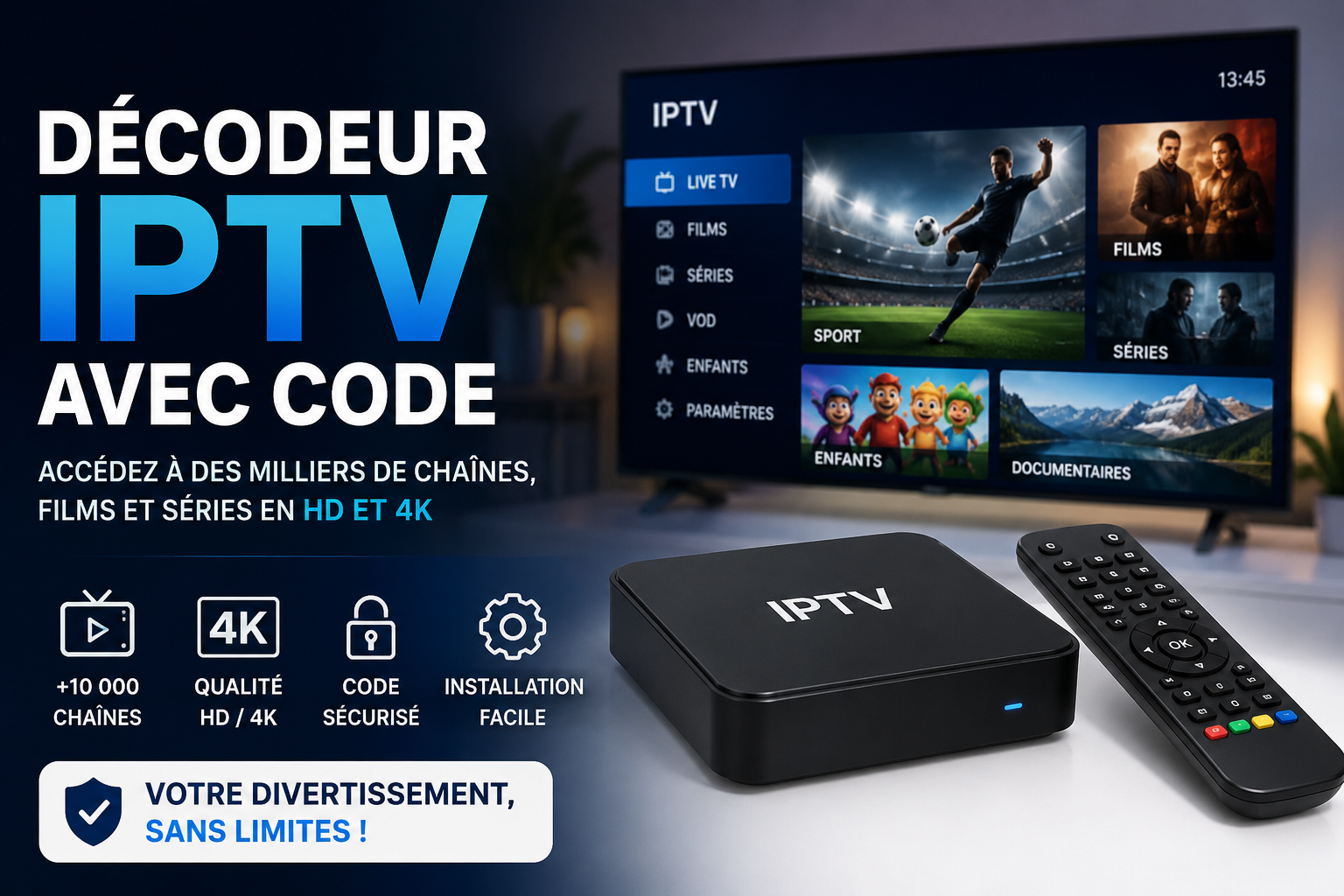 Décodeur IPTV avec Code